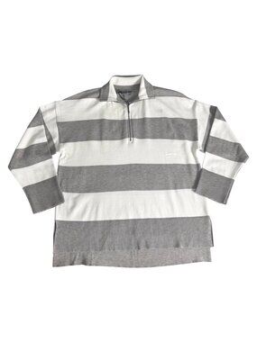 Escalier Quarter Zip Striped Sweater Gray & White NWT Women's Size S